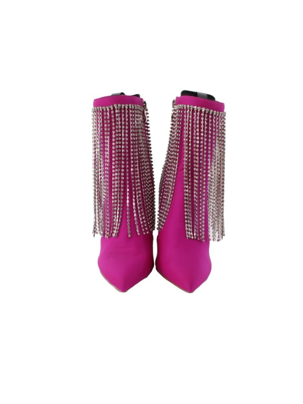 Cathy Din Boots NEW Linia-31 Sz 6.5 Magenta Pink Rhinestones Ankle Fabric 4" - Picture 2 of 8